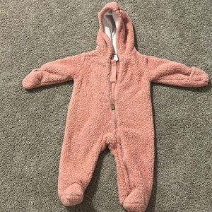 Fluffy pink bear suit